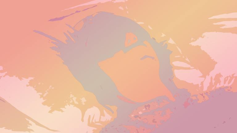 Designed image of man listening to Wavepaths and wearing eye mask